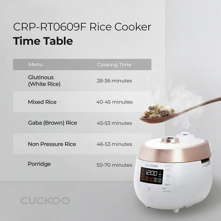 Cuckoo 6-Cup White Heating Twin Pressure Rice Cooker CRP-RT0609FW - The  Home Depot