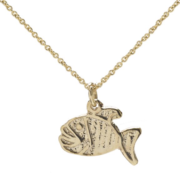 Sterling Silver Yellow Tone Lucky Fish Charm