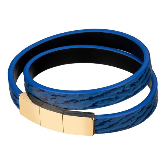 Double Shark Leather Bracelet – Luxurious Craftsmanship for Refined Style (Blue (Gold))
