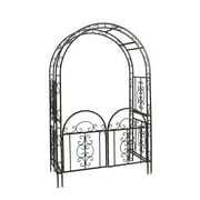 Plow & Hearth Montebello 84" Iron Garden Arbor with Gate - Bronze Finish