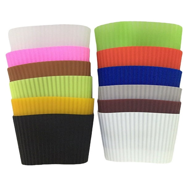 12 pcs Copa de silicona protectora Botellas de vidrio de manga cubierta de mangas de taza simples