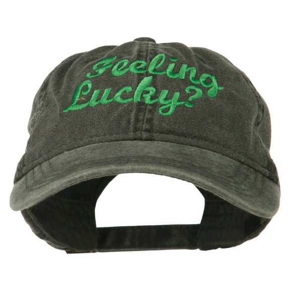 Feeling Lucky Embroidered Washed Cap - Black OSFM