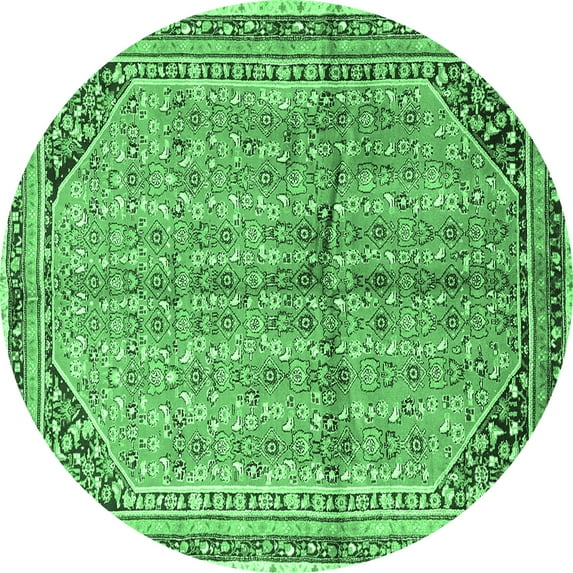 Ahgly Company Indoor Round Persian Emerald Green Traditional Area Rugs, 3' Round