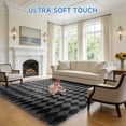 thumbnail image 2 of CozyDesg Large Rugs,4'x6' Soft Fluffy Shag Indoor Floor Carpet for Living Room Bedroom Dining Room Office Home Decor,Dark Gray & Black, 2 of 8