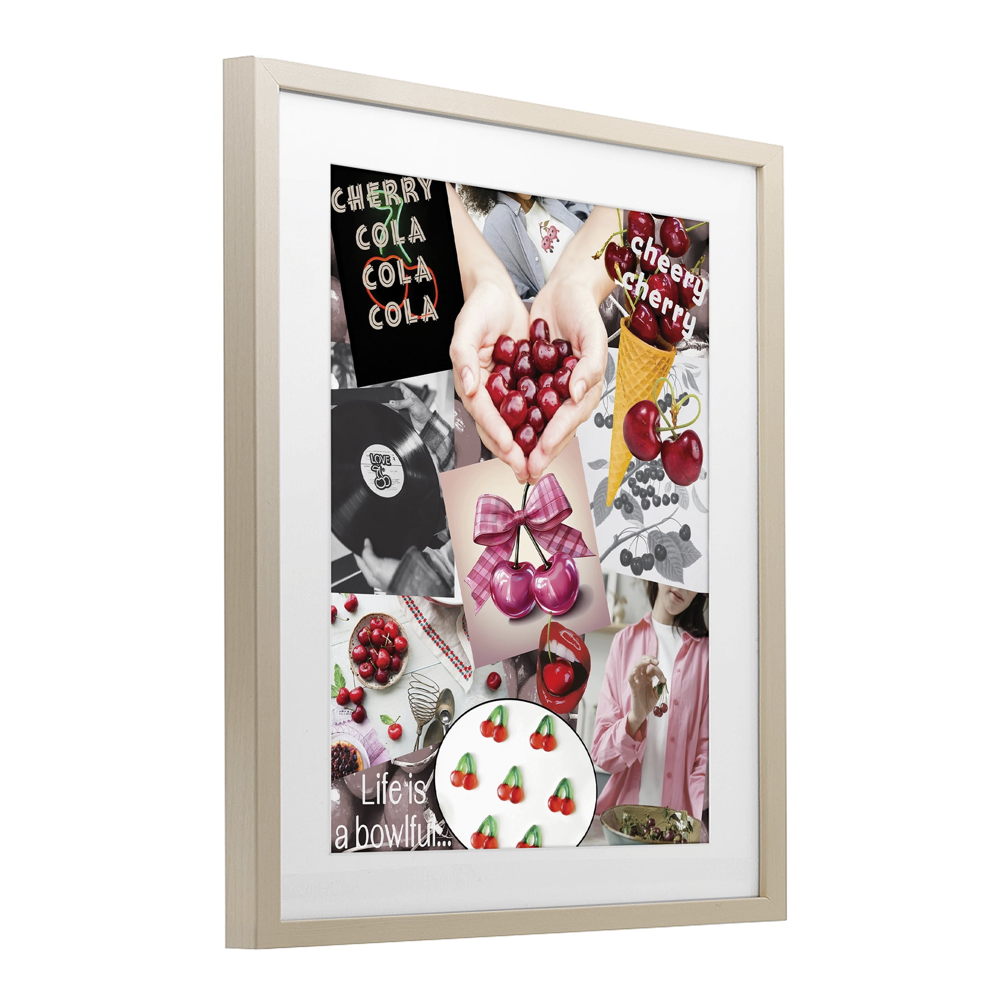 Stupell Industries Retro Cherry Mood Board Birch Framed Print Under Glass, design by Grotto Studios