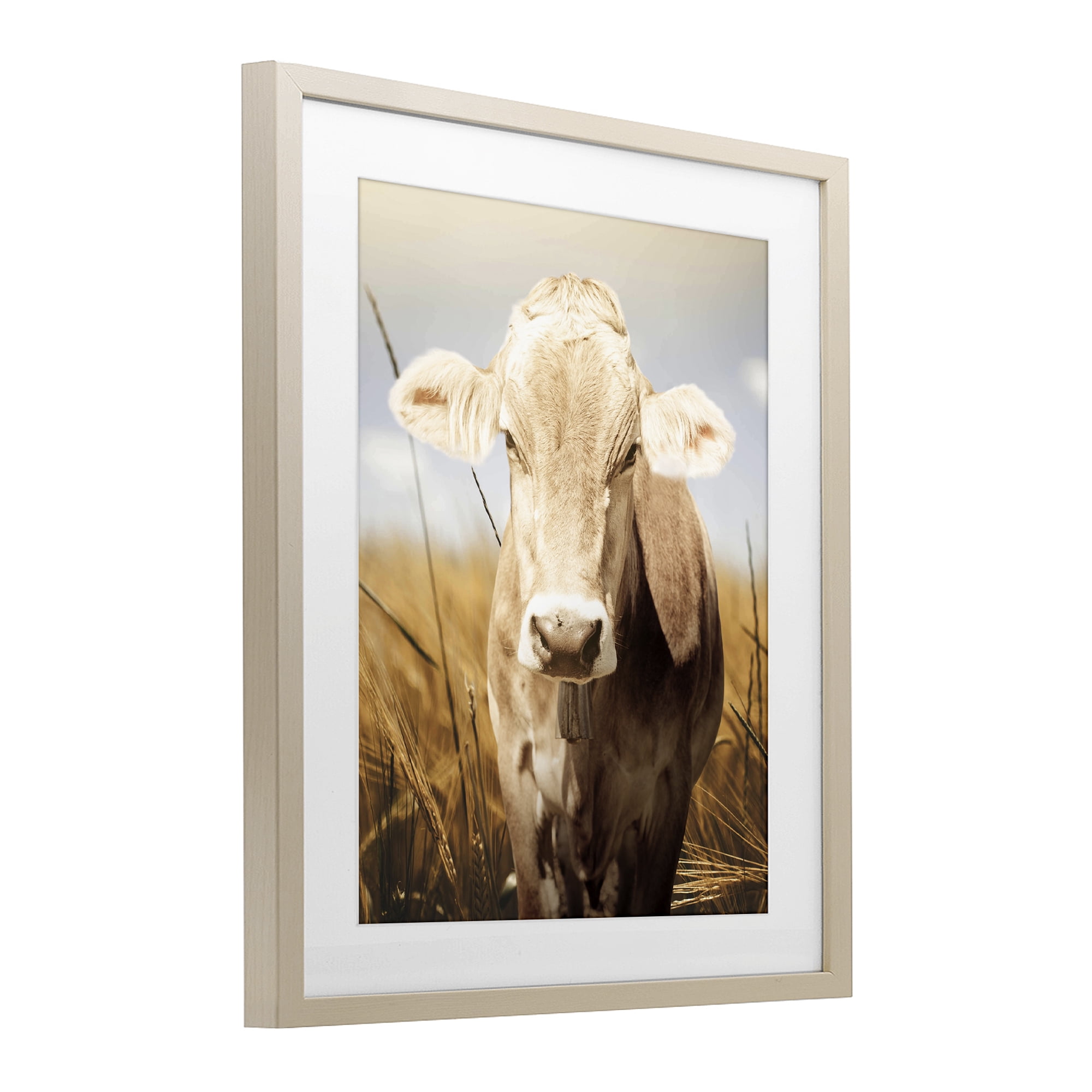Stupell Industries Simple Belle Cow Portrait Birch Framed Print Under Glass, design by Marcus Prime