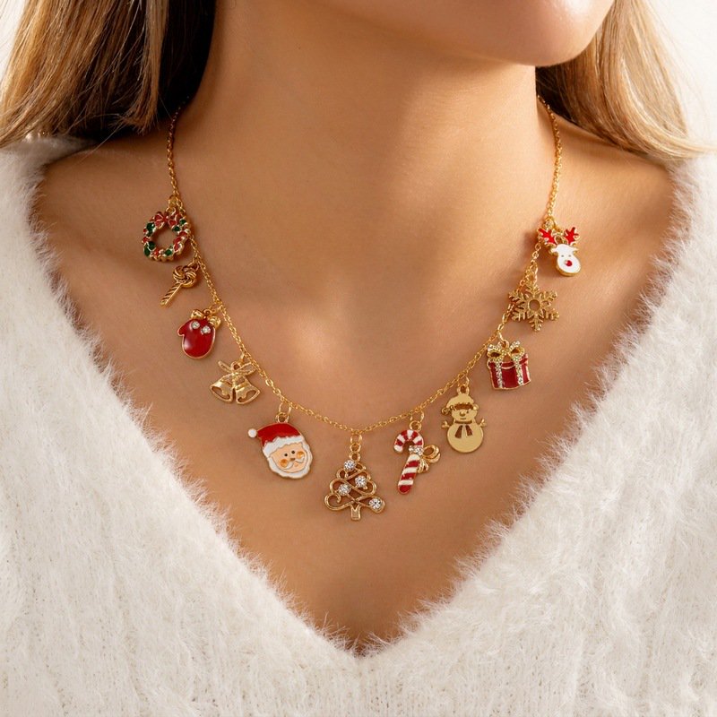 NICKSUN Christmas Theme Charm Necklace for Women, Xmas Holiday Party Costume Jewelry Gift