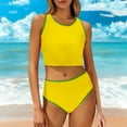 thumbnail image 2 of UTSJKR Womens Plus Size Tankini Swimsuits Tummy Control 2 Piece Bathing Suit Flowy Bikini with High Waist Shorts 2025 Yellow M, 2 of 9