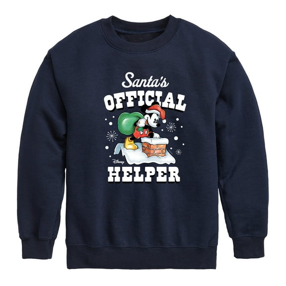 Disney - Mickey Mouse Santas Official Helper Christmas - Toddler & Youth Crewneck Fleece Sweatshirt