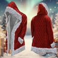 thumbnail image 2 of SUYIDA Men's Long Cardigan Hoodies Christmas Unisex Santa Claus Xmas White Faux Fur Trim Warm Holiday Hooded Coat with Pocket, 2 of 3