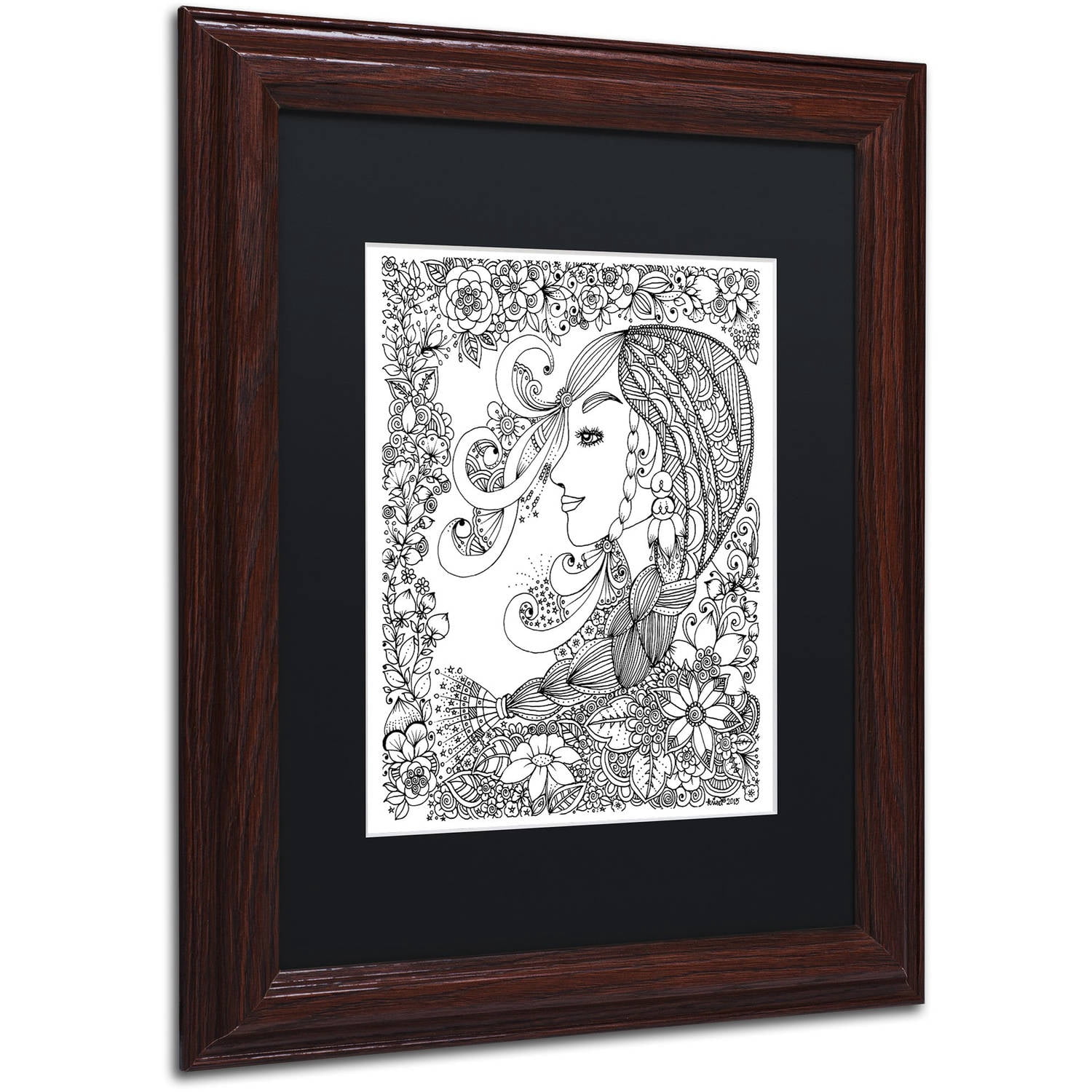 Trademark Fine Art "Woman 2" Canvas Art by KCDoodleArt Black Matte, Wood Frame