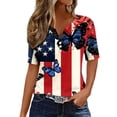 thumbnail image 2 of Vetsdori Summer T Shirts for Women American Flag Graphic Pullover Short Sleeve Independence Day V-Neck Fashion , Casual Red White and Blue Womens Tops July 4th, 2 of 9