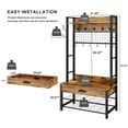thumbnail image 6 of Cvortll Coat Rack, Industrial Entryway Hall Tree with Drawer, 5 in 1 Entryway Bench with Storage Shoe Rack and 12 Hooks, Freestanding Home Organizer with Shelf & Grid Panel, Anti-Dumping, 6 of 10