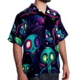 thumbnail image 2 of Alien Men's Short Sleeve Printed Button Down Beach Shirt Casual Summer Unisex Tops with Spread Collar, 2 of 6