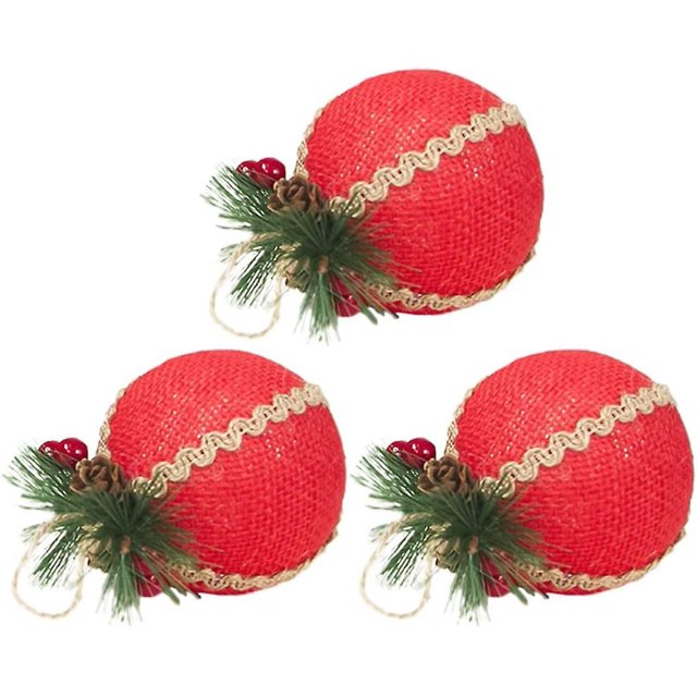 Adorno de bolas de espuma de Navidad Adornos de bolas de Navidad rústicas Colgante Decoración de árbol de Navidad (rojo) (3 piezas) -Dontodent Kuyhfg Sin marca