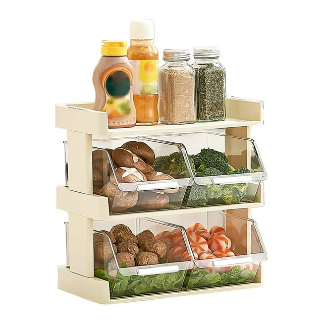 Estante de almacenamiento de verduras para cocina, estante de almacenamiento de especias de múltiples capas, bandeja para comida preparada, olla caliente, 3 capas