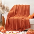 thumbnail image 4 of Burnt Orange Throw Blanket,Knitted Orange Throws For Living Room,Fall Decor Blanket,50"x60", 4 of 8