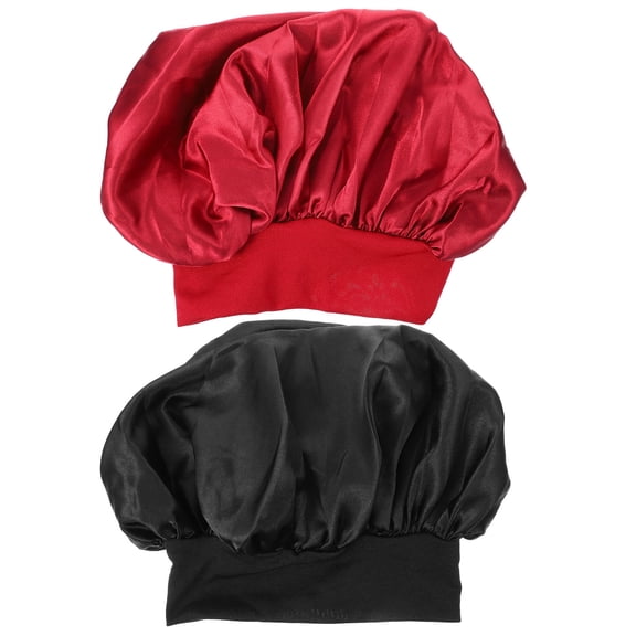 Niceauty 2Pcs Assorted Color Sleep Caps Elastic Bouffant Hair Care Bonnet Head Cover