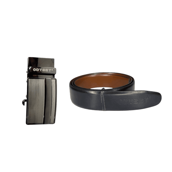 Odysey Men's Reversible Leather Belt – Black/Brown 2-in-1 Dress Belt, Cut-to-Fit Adjustable 28"-32" Waist (R1)