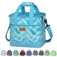 thumbnail image 1 of Bolsa térmica iknoe con aislamiento para 24 latas, a prueba de fugas, azul y blanco, 1 of 5