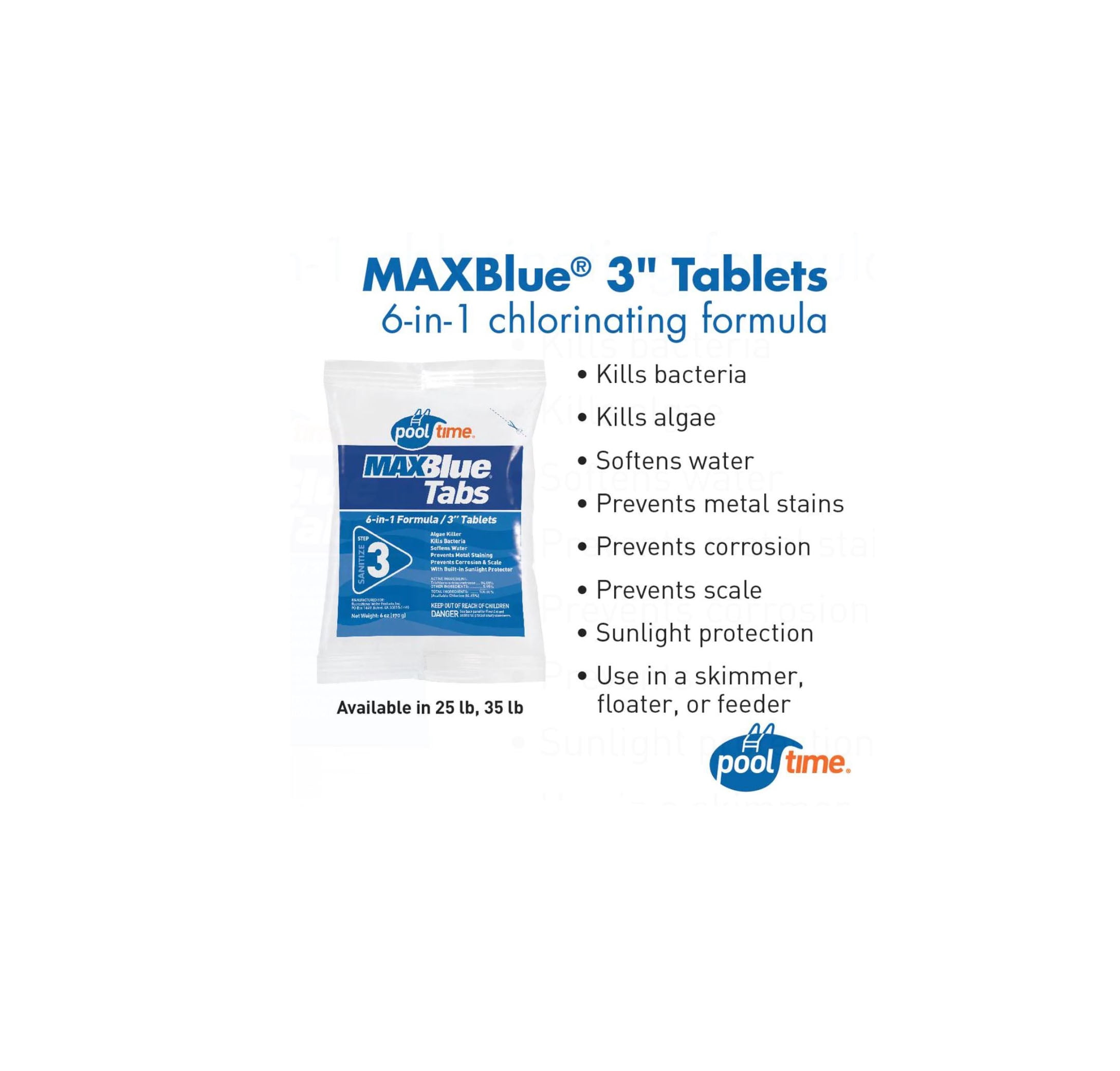 Pool Time MAXBlue 3 in. Chlorine Tablets 5lbs