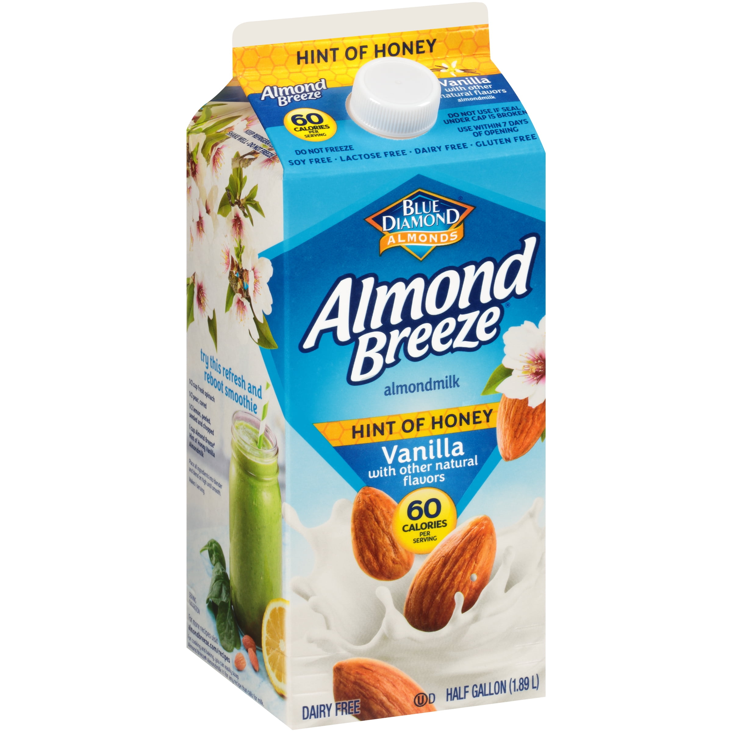 Almond Breeze Hint of Honey Vanilla Almond Milk, Half Gallon