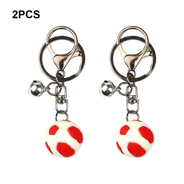 2Pcs Keychain Mini Cartoon Key Ring Modern Ring Girl Handmade Girl Exquisite Bag Durable Auto Pendant Decoration Party Gifts Red Football