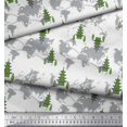 thumbnail image 2 of Soimoi Green Moss Georgette Fabric Tree & World Map Printed Craft Fabric by the Yard 42 Inch Wide, 2 of 3