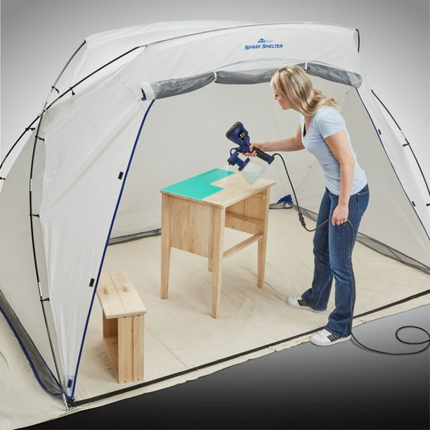 HomeRight Large 3 Sided Spray Shelter with 1 Mesh Wall and Carrying Bag White