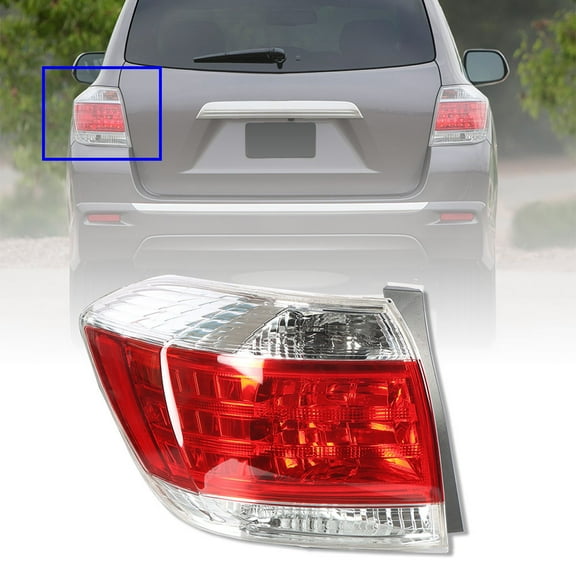 Left Driver Side Clear Len Tail Lights Brake Lamp Tail Light Red Brake Lamp w/ Bulbs Replacement for 2011-2013 Toyota Highlander