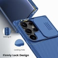 thumbnail image 2 of ELEHOLD for Samsung Galaxy S24 Ultra Rugged Hybrid Case, with Sliding Camera Lens Protector Rubber Bumper Non-Slip Protective Shockproof Case for Samsung Galaxy S24 Ultra, Blue, 2 of 7