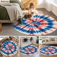 thumbnail image 5 of Large Round Rug 8Ft Washable Non-Slip, Blue Red American Flag Circle Area Rugs for Living Room Bedroom, Abstract Art USA Tie-dye Indoor Floor Mats Carpet Runner for Home Decor, 5 of 8