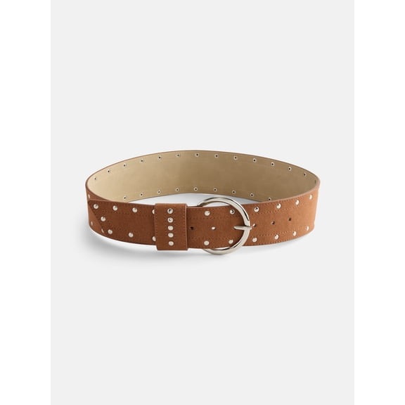 No Boundaries Tapered Hip Belt with Studs, Women's, Cognac
