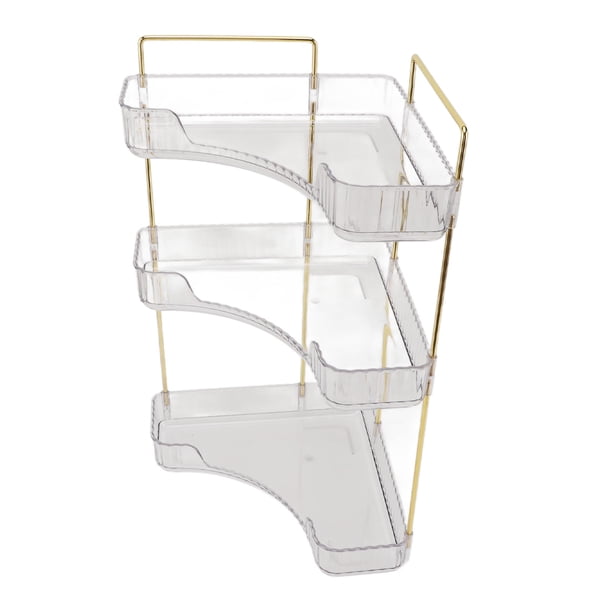 Organizador De Estante De Maquillaje De 3 Niveles, Estante De Esquina Organizador De Tocadores, Bandeja De Almacenamiento De Encimera De Estética Con Fácil Acceso