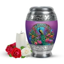 Yatskia Peacock with Flowers Small Funeral Urns for Human Ashes Adult Male and Female, Little Memorial Urn for Ashes Adult, (Monar Pack of 1, 3 Inch)
