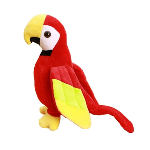 Figura de loro de peluche de dibujos animados, juguete de guacamayo, almohada hecha a mano, adorable y realista para nuevo rojo