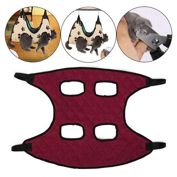 Portable Dog Grooming Hammock Restraint Bag Harness Multi Functional Hammock Helper for Puppy Nail Pet Supplies Cleaning , Red M