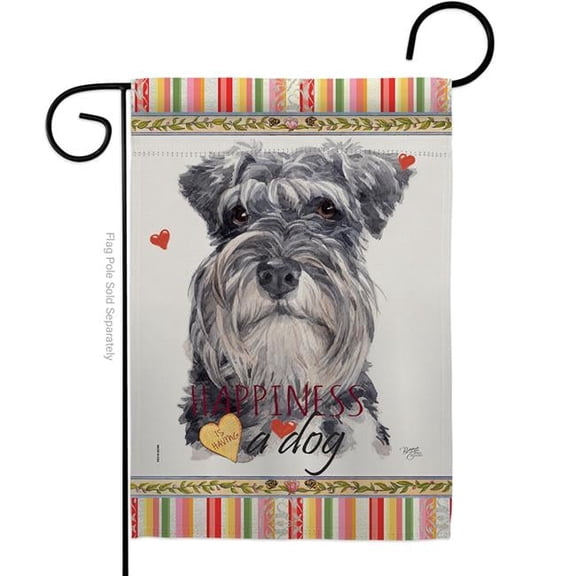 Breeze Decor G160197-BO 13 x 18.5 in. Dog Miniature Schnauzer Happiness Double-Sided Decorative Vertical Garden Flag