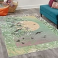 thumbnail image 2 of Birds Decorative Rug, Nature Themed Design of Flying Animals on Bare Branches Sun and Ombre Sky, Quality Carpet for Bedroom Dorm and Living Room, 6 Sizes, Pale Green, by Ambesonne, 2 of 4