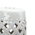 thumbnail image 5 of Demi Bonn 12" Large Outdoor Ceramic Stool with Intricate Lattice Design, Decorative Stool for Garden or Patio, White, 5 of 12