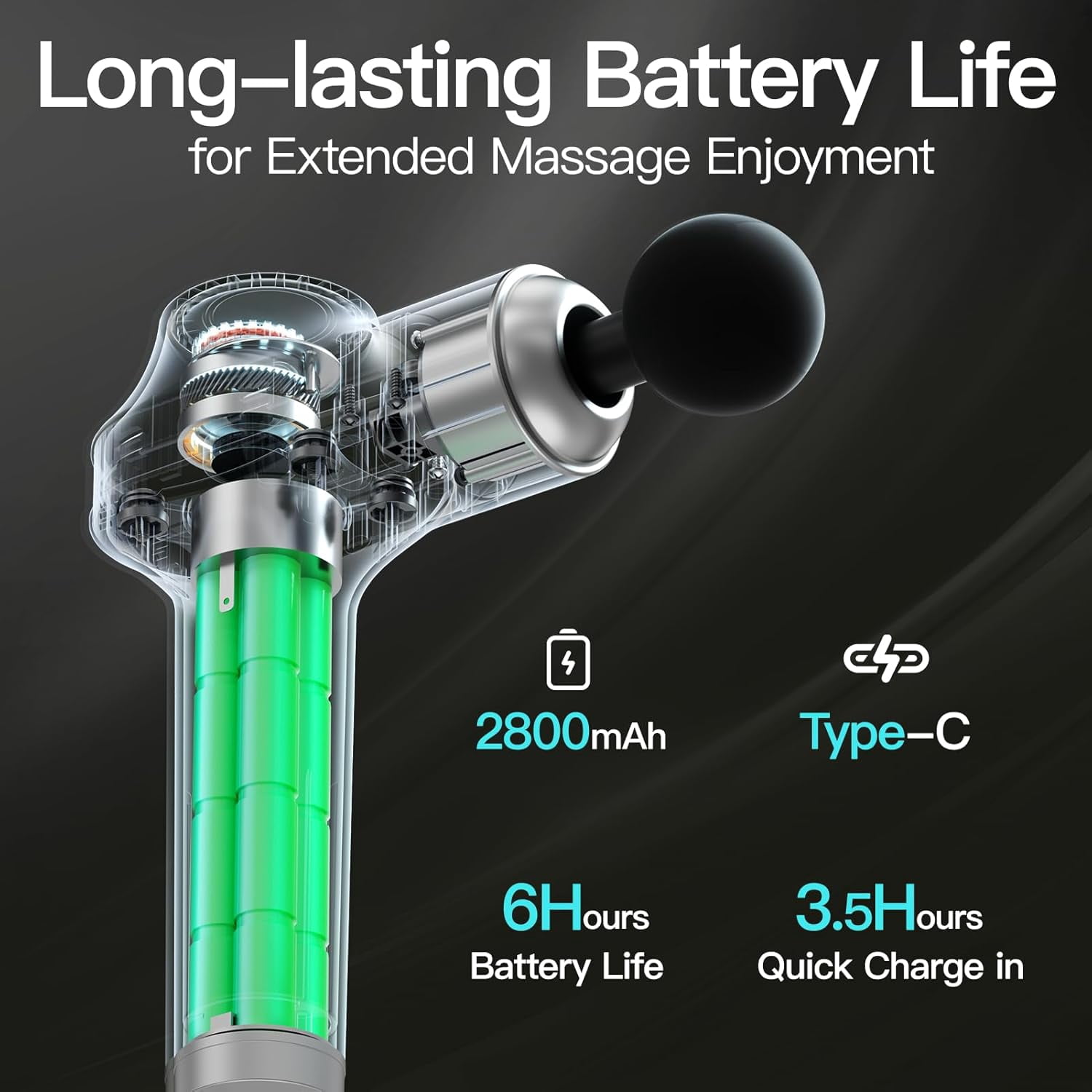 Percussion Massage Gun Deep Tissue Muscle Massager with 10 Attachments for Whole Body Pain Relief