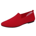 thumbnail image 2 of Gpaecead Women's Knit Flats Pointed Closed Toe Slip On Breathable Lightweight Cushioned Non Slip Loafers With Heel Pull Tab For Work, Red, 2 of 7
