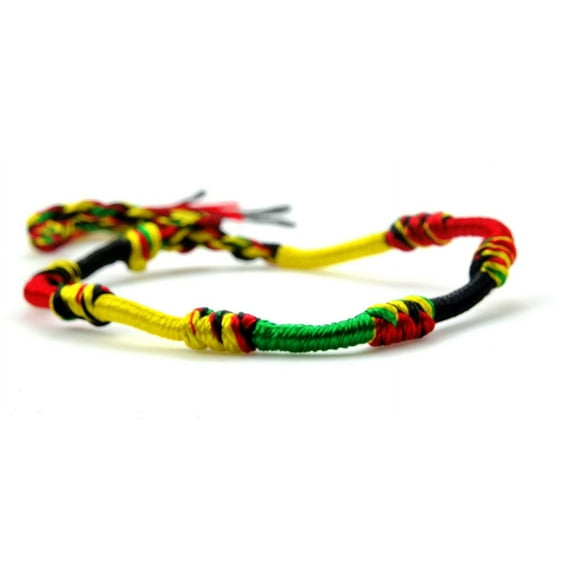 handmade Green Yellow Red Black Mix String adjustable Anklet Bracelet - Men Women
