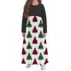 thumbnail image 3 of Vestido de manga larga con cuello redondo para niña, estampado navideño, manga larga, cuello redondo, bolsillos, falda larga informal para adultos, vestido de poliéster para niña., 3 of 5