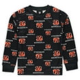 thumbnail image 2 of Preschool Outerstuff Black Cincinnati Bengals All-Over-Print Long Sleeve T-Shirt and Pants Sleep Set, 2 of 3