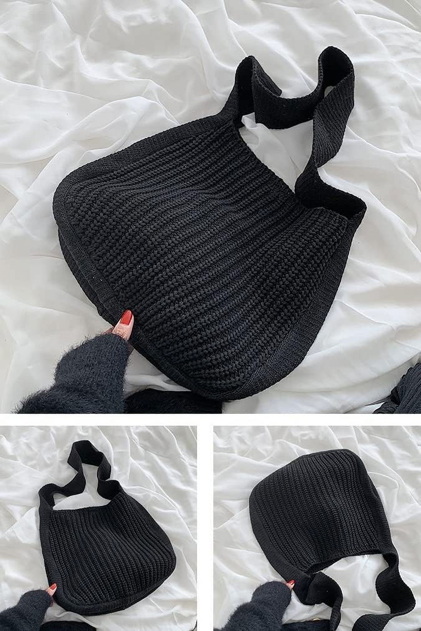 Kukuzhu Large Crochet Tote Bag for Women Casual Hobo Bag Shoulder Bag Retro Knitted Purses Handbag Beach Travel Tote Bag