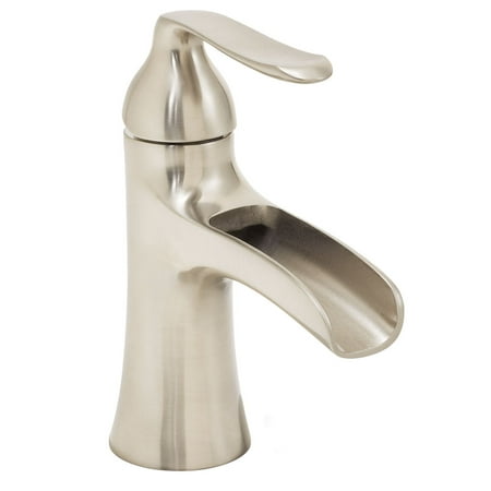 Speakman Caspian Single-Hole Bathroom Faucet with Pop-Up Drain Assembly, Brushed Nickel