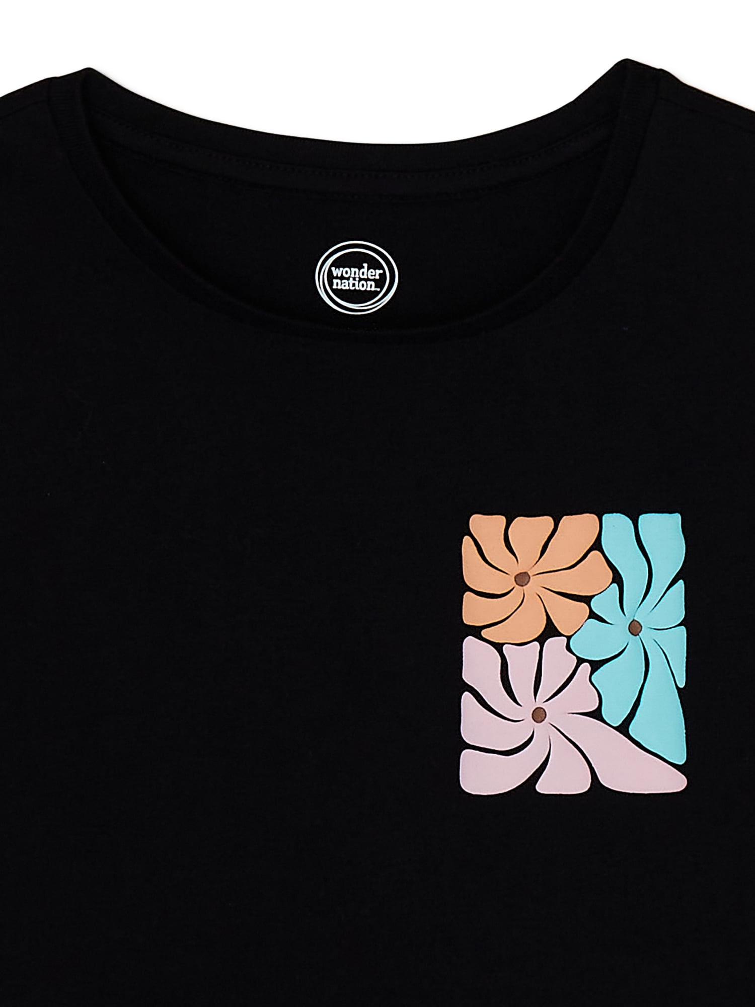 Wonder Nation Girls Good Karma Graphic Tee with Short Sleeves, Sizes 4-18
