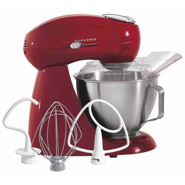 Hamilton Beach 63232 Eclectics Kitchen 12 Speed 2 Way Metal Stand Mixer, Red