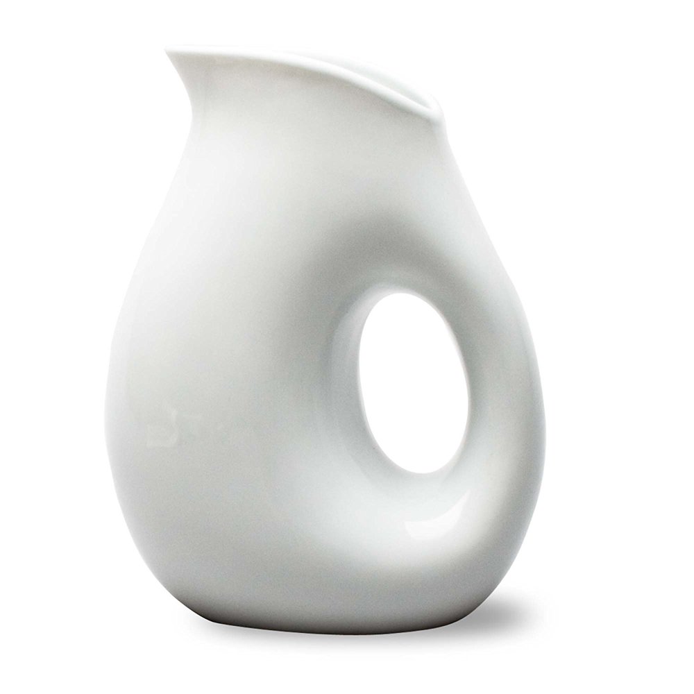 Whiteware Porcelain Ceramic Pitcher, Small, 81/2Inch Tall, White